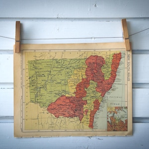 1950 Vintage New South Wales Karte