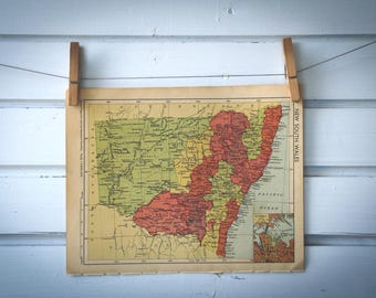 1950 Vintage New South Wales Map