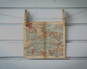 1925 Vintage Map of Atlantic Ocean Main Ports