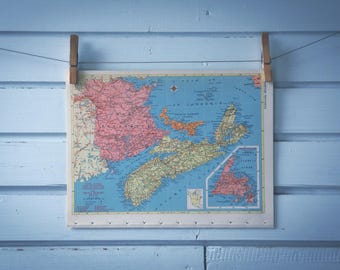 1957 Vintage Maritime Provinces Map