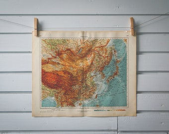1928 Vintage Map of East Asia