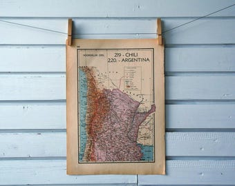 1941 Vintage North Argentina & Chile Map