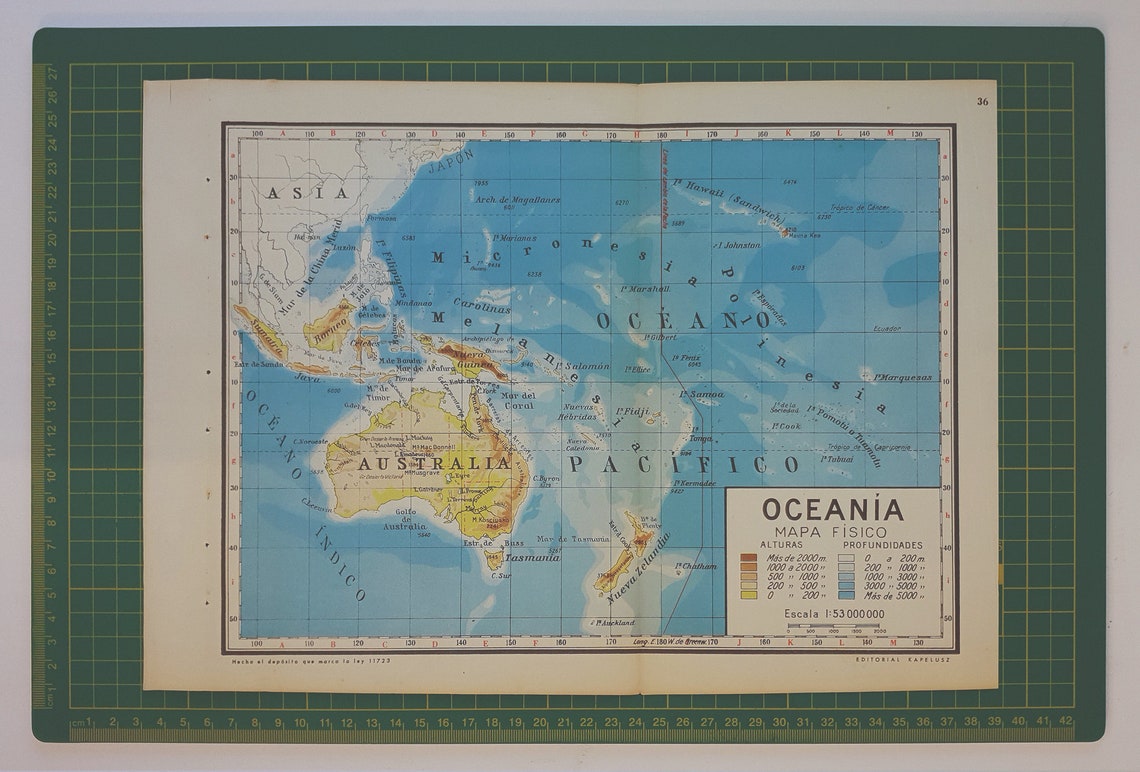 1950 Vintage Oceania Map - Etsy