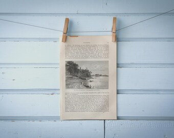 1897 Vintage Ohio River Lithograph Illustration