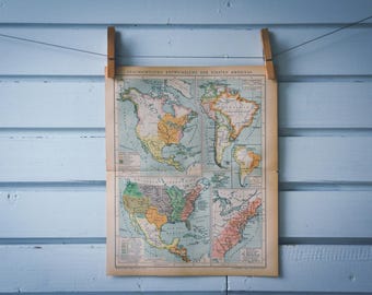 1893 Vintage Settlement of the Americas Map