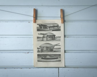 1907 Vintage Artillery Lithograph Illustration