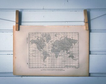 1884 Vintage World Temperature Map