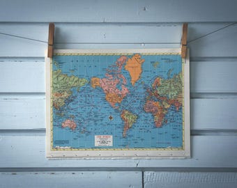 1957 Vintage World Map