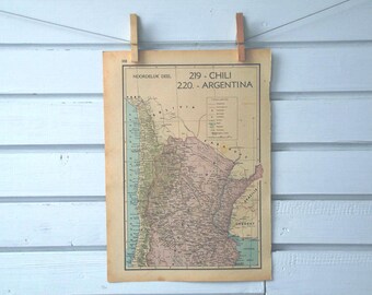 1941 Vintage North Argentina & Chile Map