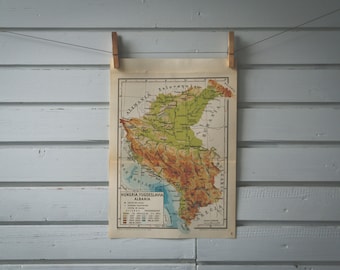1946 Vintage Yugoslavia Map