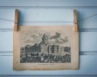 1890 Vintage Brussels Lithograph Illustration