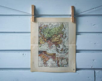 1936 Vintage Map of Asia