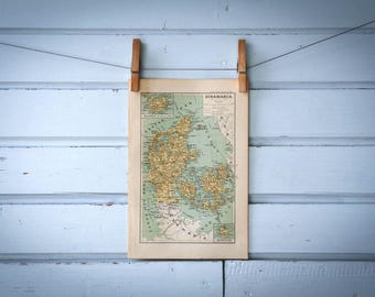 1937 Vintage Map of Denmark