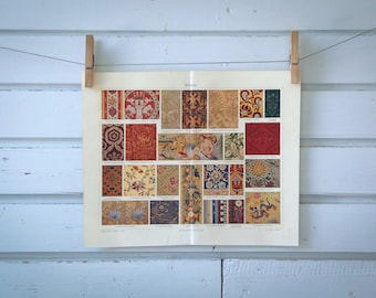 1907 Vintage Textile Designs Chromolithograph Illustration