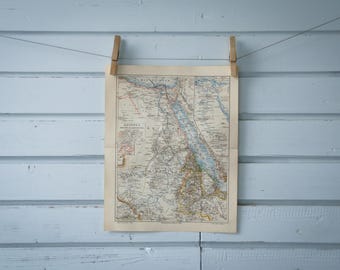 1907 Vintage Egypt & Sudan Map