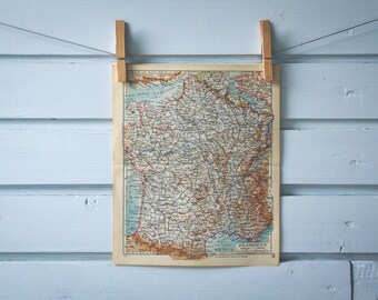 1936 Vintage Map of France