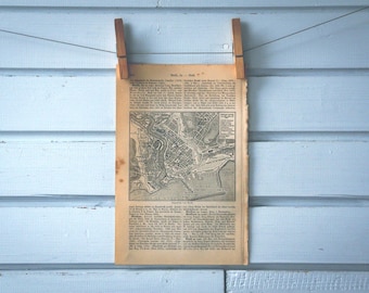 1907 Vintage Map of Brest