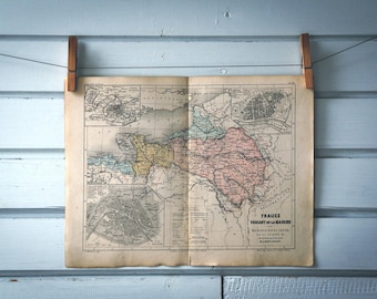 1860s Vintage Northwest France Map