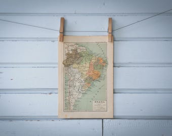 1937 Vintage Map of Brazil