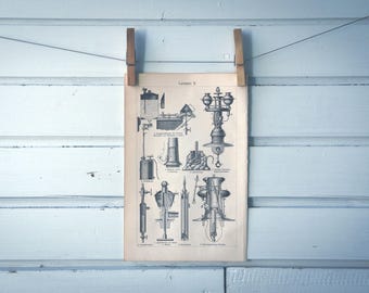 1909 Vintage Kerosene Lamp Lithograph Illustration