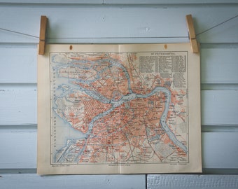 1907 Vintage Saint Petersburg Map