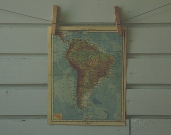 1951 Vintage South America Map
