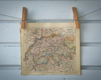 1929 Vintage Switzerland Map