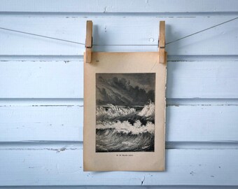 1888 Vintage Surging Waves Lithograph Illustration
