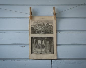 1887 Vintage Alhambra Lithograph Illustration