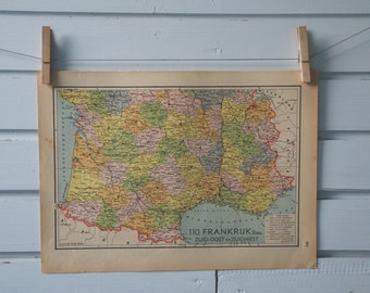 1941 Vintage South France Map