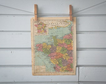 1936 Vintage West France Map