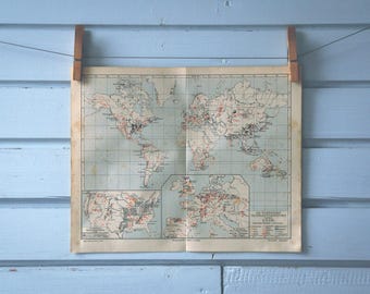 1907 Vintage Ore Deposits World Map