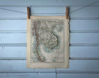 1892 Vintage Indochina Map