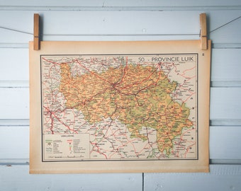 1941 Vintage Map of Belgium Luik Province