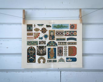 1907 Vintage Vitreous Enamel Designs Chromolithograph Illustration