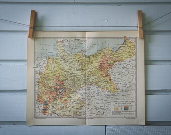 1907 Vintage Jews in Germany Map