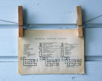 1907 Vintage Plan of the London National Portrait Gallery