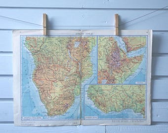 1966 Vintage South, West  & East Africa Map