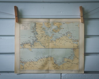 1907 Vintage Map of the German Coastal Rescue Stations