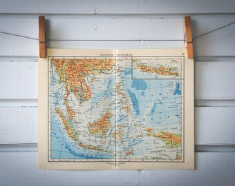1956 Vintage Southeast Asia Map