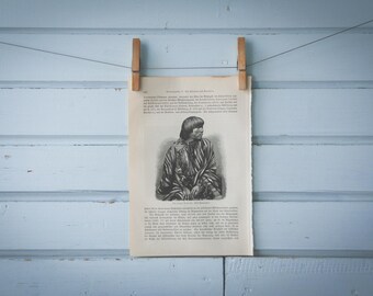 1897 Vintage Comanche Lithograph Illustration