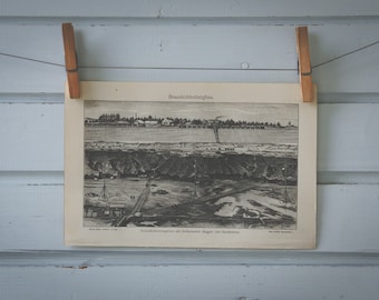 1907 Vintage Lignite Surface Mining Lithograph Illustration