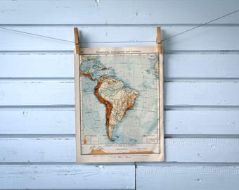 1907 Vintage South America Map