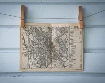 1876 Vintage Map of Graz