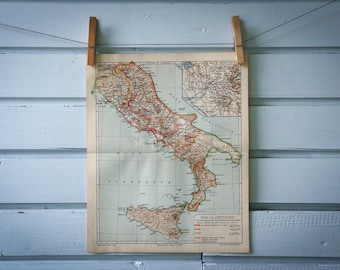 1907 Vintage Map of South Italy in Roman Times