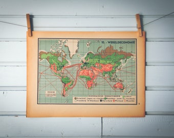 1941 Vintage World Economy Map