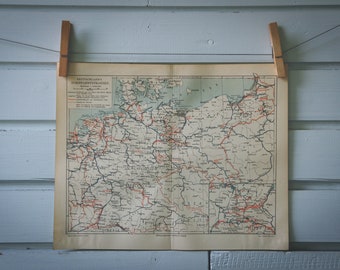 1907 Vintage Map of German Navigable Waterways