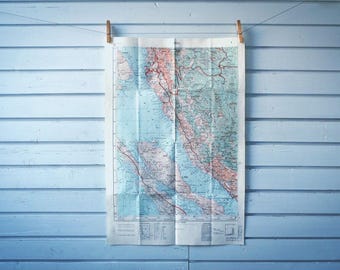 1957 Vintage Island of Pag & North Velebit Map