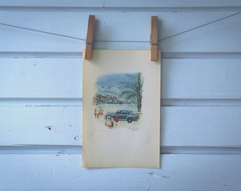 1953 Vintage Dalmatia Coast Illustration