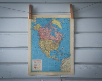 1958 Vintage North America Map